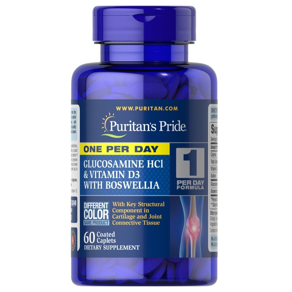 Glucosamina HCl + Vitamina D3 + Boswellia | Puritan’s Pride – 60 Capletas